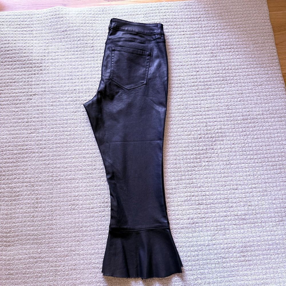 Lane Bryant Coated Black Skinny Flared Jeans Mid Rise Super Stretch NWT - Picture 2 of 8